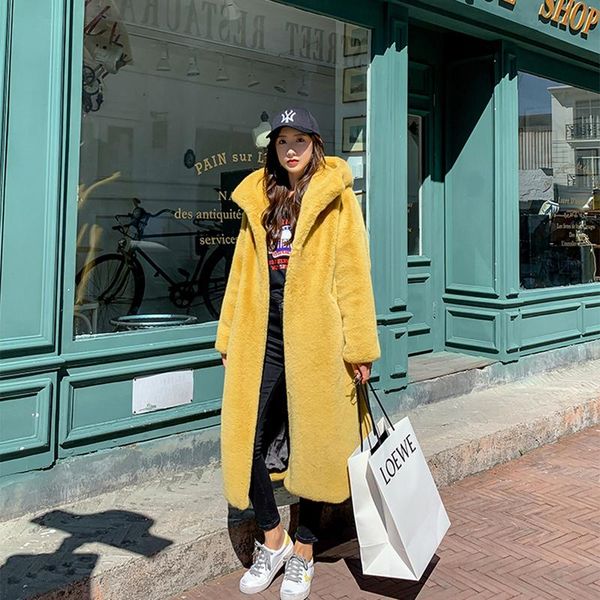 women's fur & faux snow wear warm plus size long fluffy jacket winter luxury thicked hoodies outcoat elegant cotton coat, Black
women's fur & faux snow wear warm plus size long fluffy jacket winter luxury thicked hoodies outcoat elegant cotton coat, Black
