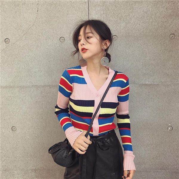 women's jackets brand design autumn winter rainbow striped knit cardigan stretch slim v-neck vintage casual sweater coat o77d, Black;brown
women's jackets brand design autumn winter rainbow striped knit cardigan stretch slim v-neck vintage casual sweater coat o77d, Black;brown