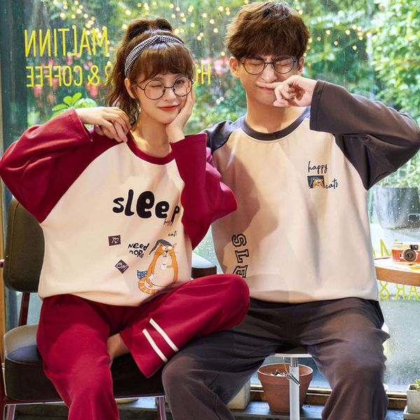 lovers pajamas winter cotton long sleeve ladies lovely korean student suit men's spring and autumn fashion home clothes, Black;red
lovers pajamas winter cotton long sleeve ladies lovely korean student suit men's spring and autumn fashion home clothes, Black;red