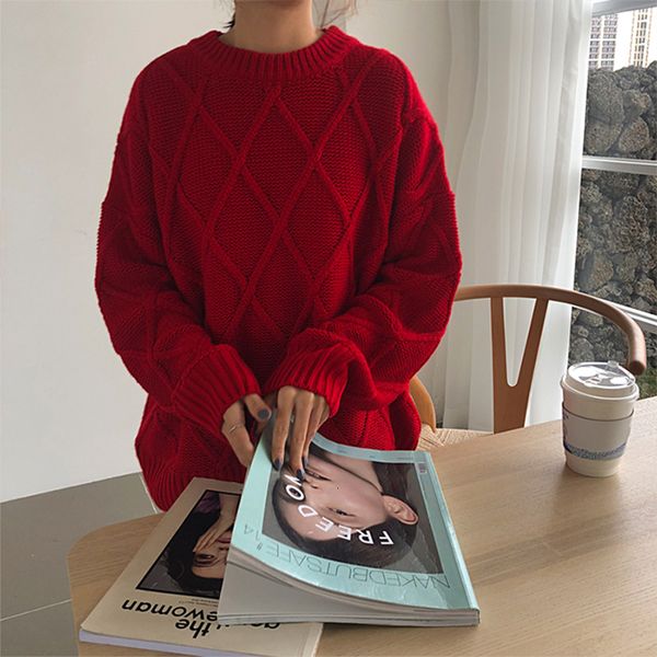 2021 new winter women thickness warm sweater casual female argyle knitted pullovers solid color loose ladies knitwear jbmt, White;black
2021 new winter women thickness warm sweater casual female argyle knitted pullovers solid color loose ladies knitwear jbmt, White;black