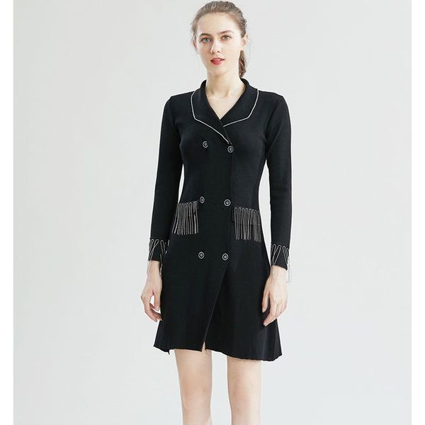 casual dresses vintage double button women's dress lapel collar long sleeve high waist slim maxi female design temperament, Black;gray
casual dresses vintage double button women's dress lapel collar long sleeve high waist slim maxi female design temperament, Black;gray