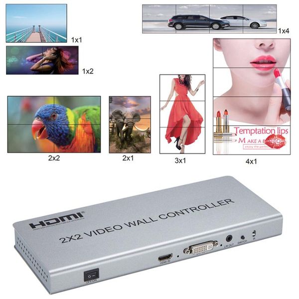 audio cables & connectors dvi 2x2 video wall controller 1080p monitor splicing processor 1x2/2x1/3x1/1x3/1x4/4x1 image stitching 4 tv s
audio cables & connectors dvi 2x2 video wall controller 1080p monitor splicing processor 1x2/2x1/3x1/1x3/1x4/4x1 image stitching 4 tv s