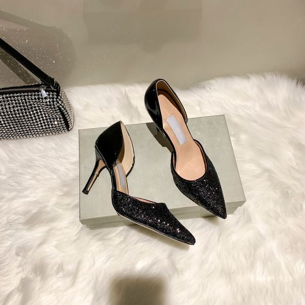 new sequined pointed high heel women's shoes, fashionable and luxurious, smooth lines, comfortable wear-resistant,, Black
new sequined pointed high heel women's shoes, fashionable and luxurious, smooth lines, comfortable wear-resistant,, Black