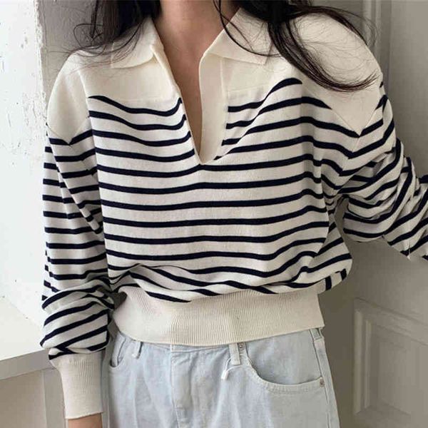 chic korean stripe red knitted women's autumn 2021 lapel new loose long sve sweater thin casual wear, White;black
chic korean stripe red knitted women's autumn 2021 lapel new loose long sve sweater thin casual wear, White;black