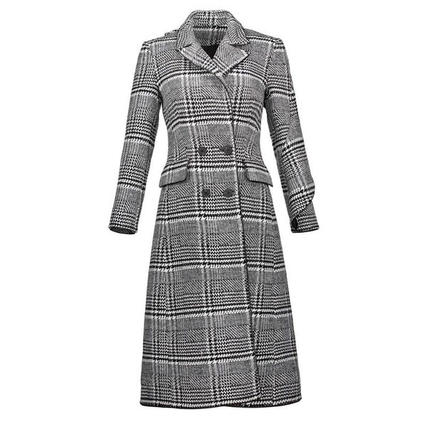 women's wool & blends elegant plaid long coat women classy blend office lady chic work wear overcoat 2021 female winter woolen autumn, Black
women's wool & blends elegant plaid long coat women classy blend office lady chic work wear overcoat 2021 female winter woolen autumn, Black
