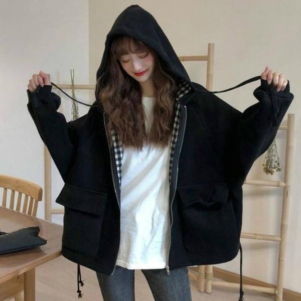 women's jackets women plaid hooded chic daily outwear coats casual ins loose oversize 2xl harajuku teens streetwear bomber jacket bf, Black;brown
women's jackets women plaid hooded chic daily outwear coats casual ins loose oversize 2xl harajuku teens streetwear bomber jacket bf, Black;brown