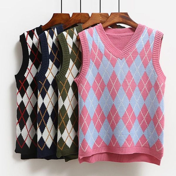 women's sweaters argyle fashion knitted vest women preppy style korean pullover elasticity sweater spring autumn sleeveless v-neck tank, White;black
women's sweaters argyle fashion knitted vest women preppy style korean pullover elasticity sweater spring autumn sleeveless v-neck tank, White;black