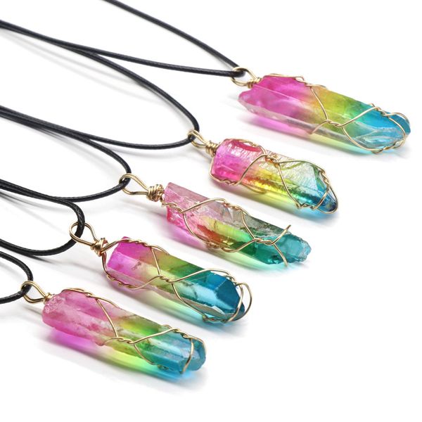 colorful crystal column necklace pendant gradient color quartz crystals wire wrap necklaces healing guardian jewelry for men men rope chain, Silver
colorful crystal column necklace pendant gradient color quartz crystals wire wrap necklaces healing guardian jewelry for men men rope chain, Silver