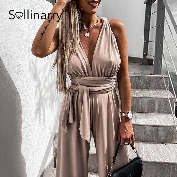 sollinarry deep v-neck sleeveless solid jumpsuit hight waist lace up cross back summer jumpsuit office loose casual wear 210709, Black;white
sollinarry deep v-neck sleeveless solid jumpsuit hight waist lace up cross back summer jumpsuit office loose casual wear 210709, Black;white