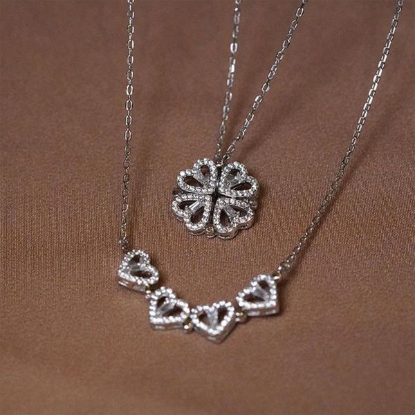 pendant necklaces trendy creative zircon heart flower necklace for women girls fashion magnetic variable style chain wedding fine jewelry, Silver
pendant necklaces trendy creative zircon heart flower necklace for women girls fashion magnetic variable style chain wedding fine jewelry, Silver