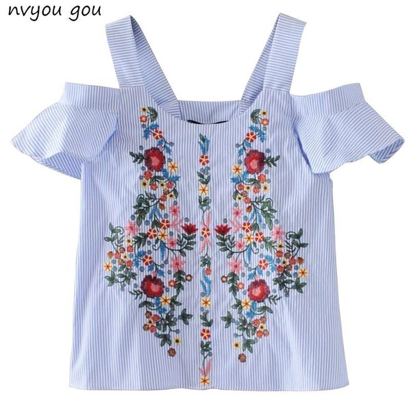 women's blouses & shirts off shouder floral embroidery striped sweet ruffles short sleeve blouse ladies casual brand blusas, White
women's blouses & shirts off shouder floral embroidery striped sweet ruffles short sleeve blouse ladies casual brand blusas, White
