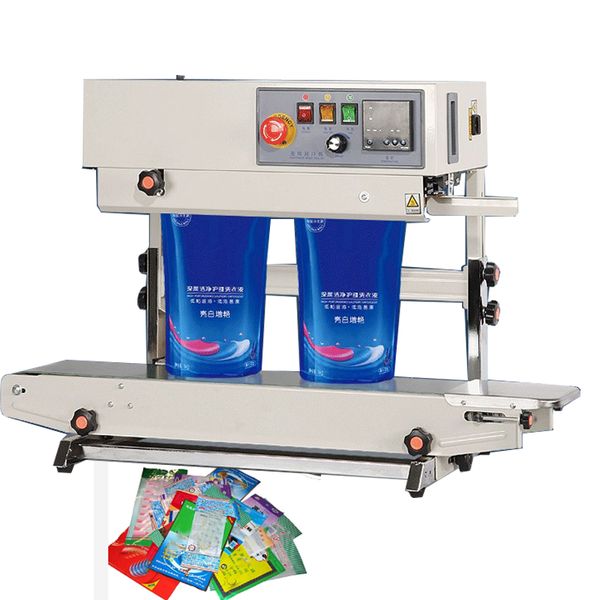2021 factory direct salesFR-770 Vertical Automatic Continuous Plastic Bag Band Sealer Candy Pouch Continuous Sealing Machine heat sealer220v