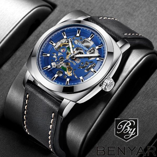 wristwatches benyar automatic mechanical watch men's 2021 business fashion leather waterproof luminous for men, Slivery;brown
wristwatches benyar automatic mechanical watch men's 2021 business fashion leather waterproof luminous for men, Slivery;brown