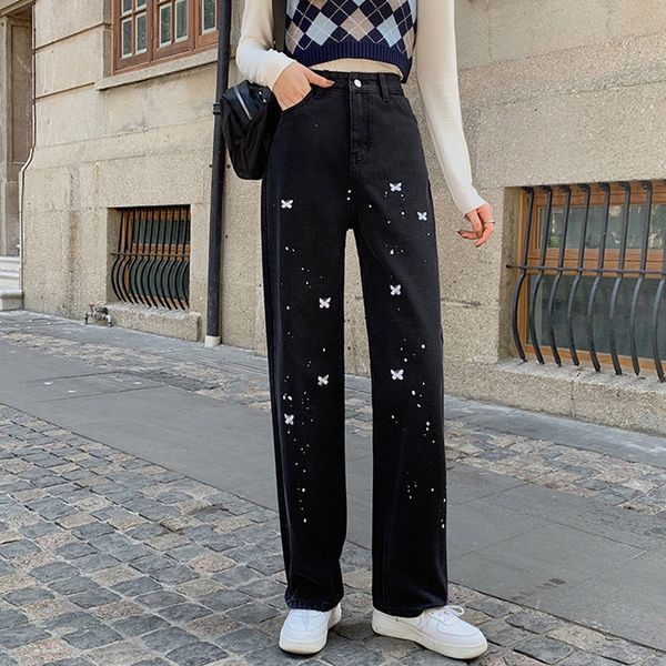 new sml 2021 spring korean style women loose butterfly embroidery denim womens high waist straight jeans for women(f9023) 7rsu, Blue
new sml 2021 spring korean style women loose butterfly embroidery denim womens high waist straight jeans for women(f9023) 7rsu, Blue
