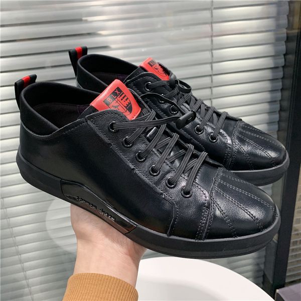 leather welfare cattle goods men's first layer cowhide lace up flat bottom casual shoes soft soled leather fashion, Black
leather welfare cattle goods men's first layer cowhide lace up flat bottom casual shoes soft soled leather fashion, Black