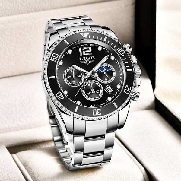 wristwatches lige watches men black sports chronograph clock man fashion big dial quartz wrist watch relogio masculino 2021, Slivery;brown
wristwatches lige watches men black sports chronograph clock man fashion big dial quartz wrist watch relogio masculino 2021, Slivery;brown
