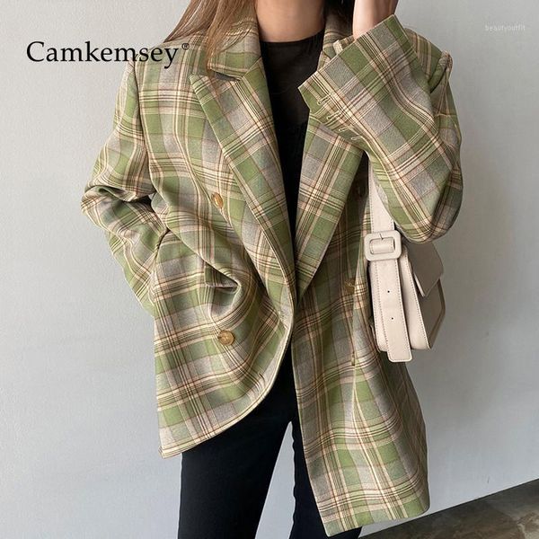 women's suits & blazers elegant plaid loose women blazer jackets autumn chic double breasted office lady work long sleeve suit coats, White;black
women's suits & blazers elegant plaid loose women blazer jackets autumn chic double breasted office lady work long sleeve suit coats, White;black