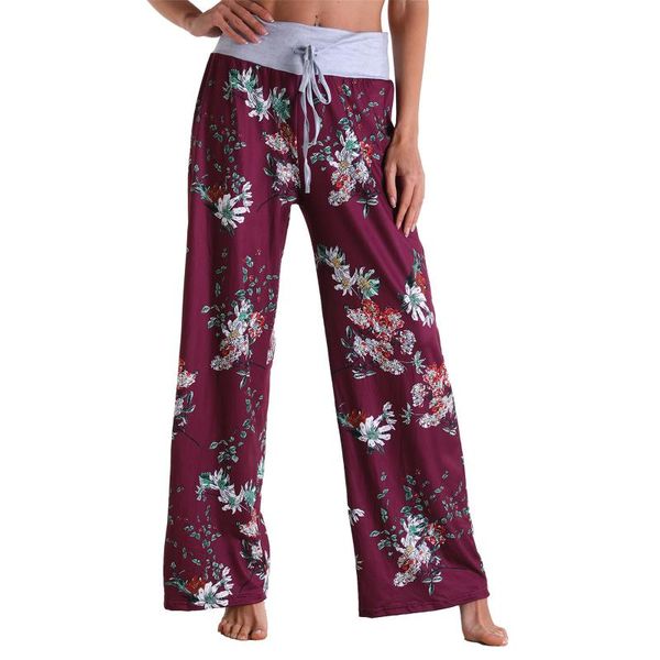 women's pants & capris high waist loose casual bohemein floral printing comfy stretch drawstring wide leg ladies, Black;white 
women's pants & capris high waist loose casual bohemein floral printing comfy stretch drawstring wide leg ladies, Black;white