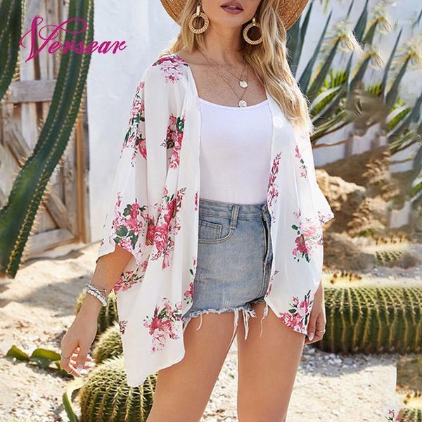 versear women summer chiffon kimono cardigan blouse open front cover up stripe print 3/4 sleeves loose casual thin blusas women's swim, White;black
versear women summer chiffon kimono cardigan blouse open front cover up stripe print 3/4 sleeves loose casual thin blusas women's swim, White;black