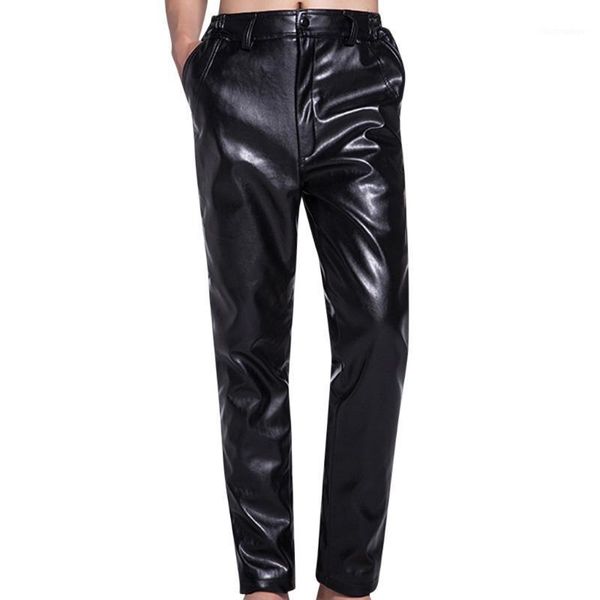 men's pants man leather spring and summer fashion men slim pu trousers high elastic motorcycle street #4, Black
men's pants man leather spring and summer fashion men slim pu trousers high elastic motorcycle street #4, Black