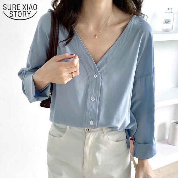 solid blouse women cotton shirt for women v-neck korean 2021 autumn plus size long sleeve cardigan loose office wear 10524, White
solid blouse women cotton shirt for women v-neck korean 2021 autumn plus size long sleeve cardigan loose office wear 10524, White