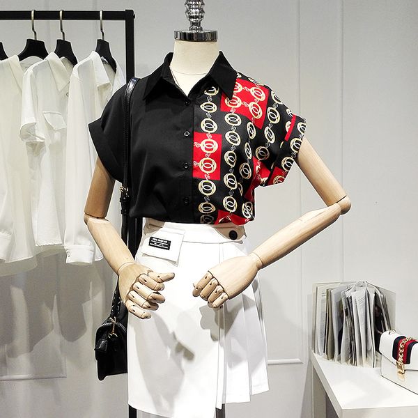 fashion all-match elegant shirt for women 2021 summer new printed short-sleeved chiffon solid colour polo collar blouse, White
fashion all-match elegant shirt for women 2021 summer new printed short-sleeved chiffon solid colour polo collar blouse, White