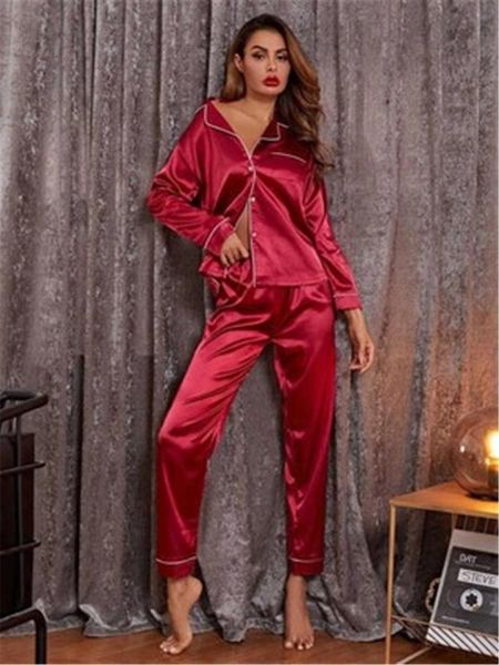 womens solid colors sleepwear fashion trend large size long sleeve cardigan pants 2pcs sets pajamas female spring casual home clothes, Black;red
womens solid colors sleepwear fashion trend large size long sleeve cardigan pants 2pcs sets pajamas female spring casual home clothes, Black;red