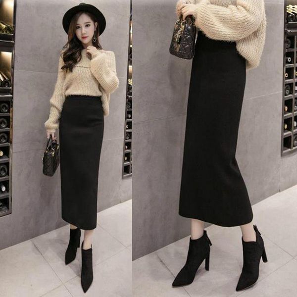 autumn winter new korean elastic high waist slim knit skirt simple black casual all-match women bag hip long skirt ing
autumn winter new korean elastic high waist slim knit skirt simple black casual all-match women bag hip long skirt ing