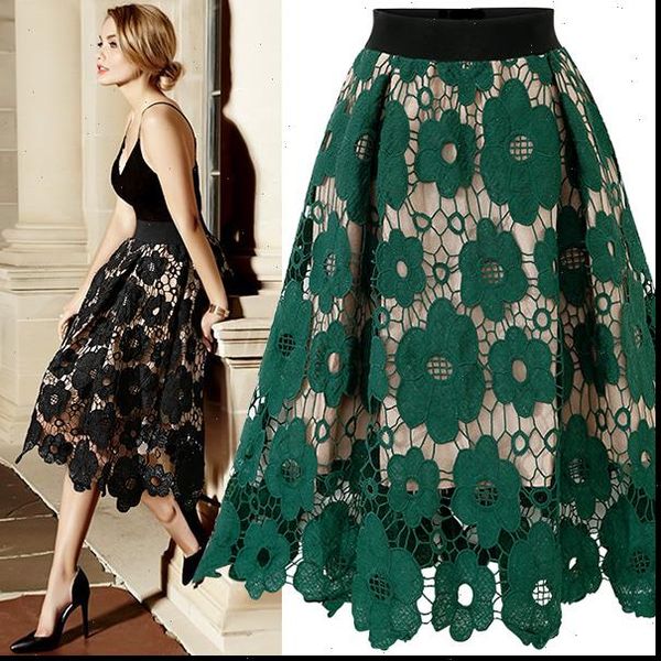 vintage women big swing lace skirt summer green hollow out floral skirts fashion high waist knee party beach skirt, Black
vintage women big swing lace skirt summer green hollow out floral skirts fashion high waist knee party beach skirt, Black