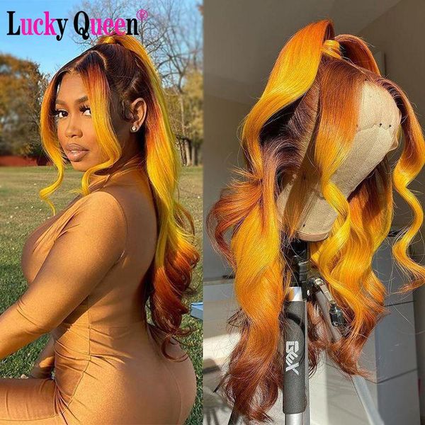 lace wigs ombre yellow brown colored brazilian loose wave hd part human hair pre-plucked for women virgin, Black;brown 
lace wigs ombre yellow brown colored brazilian loose wave hd part human hair pre-plucked for women virgin, Black;brown