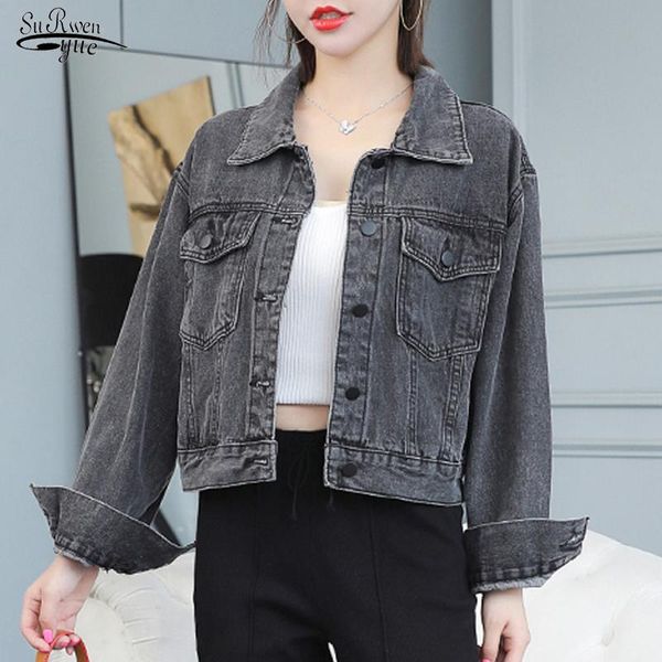 women's jackets plus size jeans denim coat jean jacket korean vintage spring autumn solid casual women clothes 16293, Black;brown
women's jackets plus size jeans denim coat jean jacket korean vintage spring autumn solid casual women clothes 16293, Black;brown