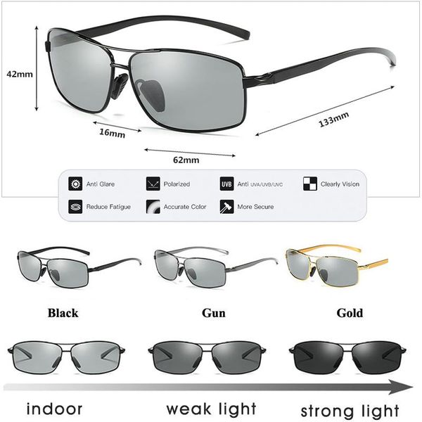 sunglasses 2021 pochromic men women polarized chameleon glasses driving goggles anti-glare sun zonnebril heren, White;black
sunglasses 2021 pochromic men women polarized chameleon glasses driving goggles anti-glare sun zonnebril heren, White;black