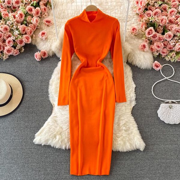 casual dresses autumn and winter elegant women's solid knit dress bodycon high neck long sleeve base package hip robe female vestidos, Black;gray
casual dresses autumn and winter elegant women's solid knit dress bodycon high neck long sleeve base package hip robe female vestidos, Black;gray