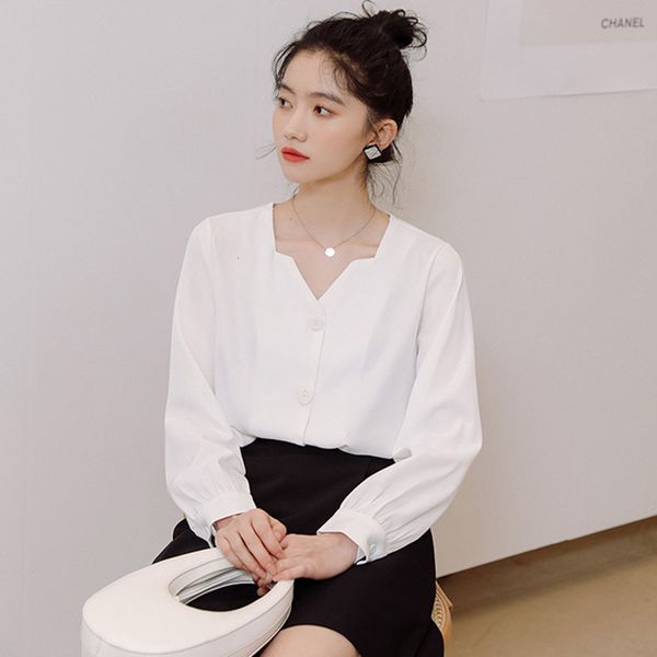2021 new japan style blouse spring summer korean fashion temperament casual simple single-breasted v-neck long sleeve 20221 uwe7, White
2021 new japan style blouse spring summer korean fashion temperament casual simple single-breasted v-neck long sleeve 20221 uwe7, White