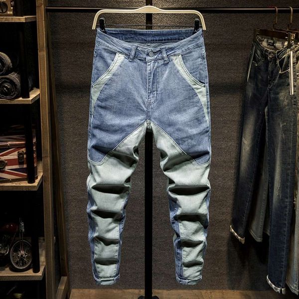 spring and summer thin jeans slim fit harlan small feet new casual fashion brand stitching men's pants, Blue
spring and summer thin jeans slim fit harlan small feet new casual fashion brand stitching men's pants, Blue