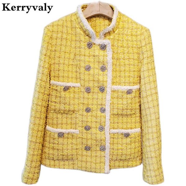 women's jackets luxury small fragrance tweed cropped jacket women autumn stand collar double-breasted yellow long-sleeve ladies coat k1, Black;brown
women's jackets luxury small fragrance tweed cropped jacket women autumn stand collar double-breasted yellow long-sleeve ladies coat k1, Black;brown