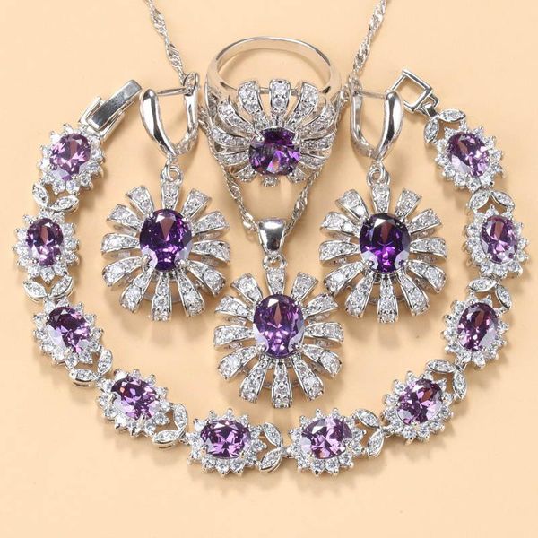 earrings & necklace sunflower wedding costume big bracelet ring purple natural crystal ladies jewelries sets with, Silver
earrings & necklace sunflower wedding costume big bracelet ring purple natural crystal ladies jewelries sets with, Silver