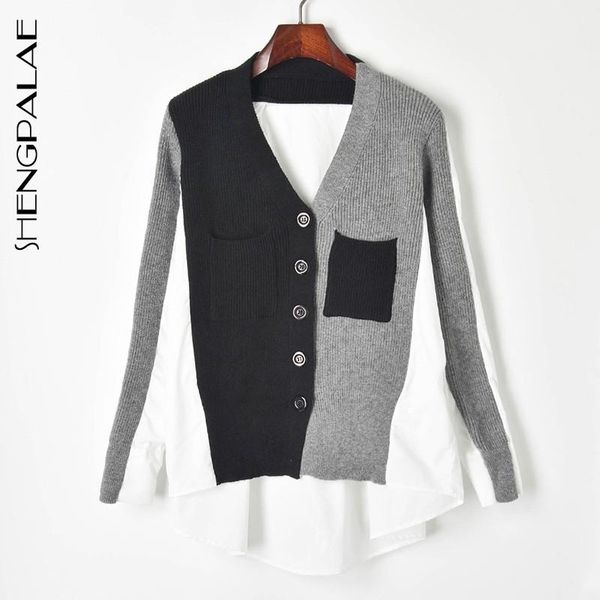 shengpalae spring 2021 new women's knitted contrast stitching shirt loose lazy v-neck single-breasted sweater cardigan zt104802, White
shengpalae spring 2021 new women's knitted contrast stitching shirt loose lazy v-neck single-breasted sweater cardigan zt104802, White