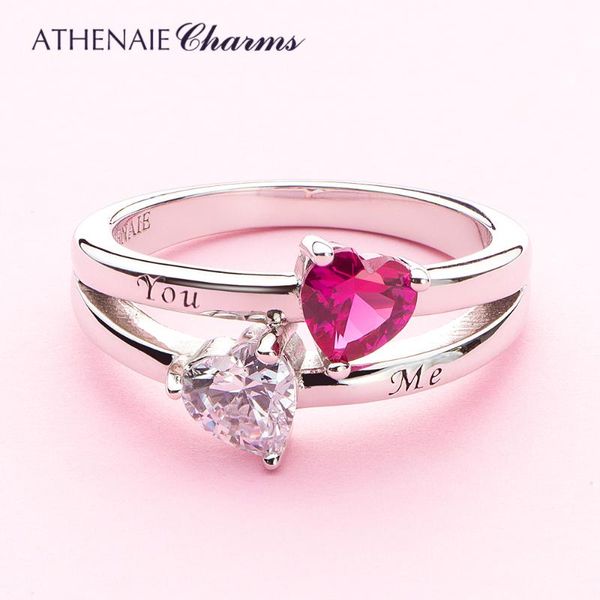 cluster rings athenaie 925 sterling silver clear & cerise pink cz two sparkling hearts you and me for women wedding finger ring jewerly, Golden;silver
cluster rings athenaie 925 sterling silver clear & cerise pink cz two sparkling hearts you and me for women wedding finger ring jewerly, Golden;silver