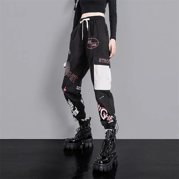 high waist women loose cargo pants handsome pattern print streetwear trousers plus size woman casual jogger pant 211105, Black;white
high waist women loose cargo pants handsome pattern print streetwear trousers plus size woman casual jogger pant 211105, Black;white