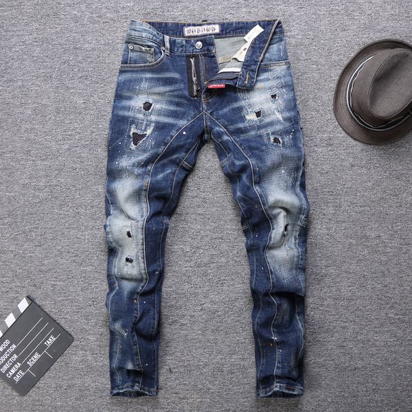 2021 new fashion streetwear men slim fit retro blue elastic ripped spliced designer biker pants hip hop jeans 7p3w
2021 new fashion streetwear men slim fit retro blue elastic ripped spliced designer biker pants hip hop jeans 7p3w