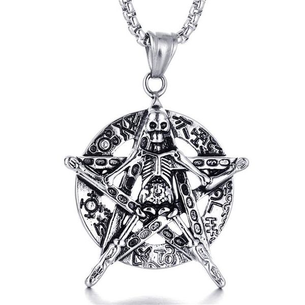 pendant necklaces titanium steel five awn star skull punk retro trendy men's stainless cast bone necklace, Silver
pendant necklaces titanium steel five awn star skull punk retro trendy men's stainless cast bone necklace, Silver