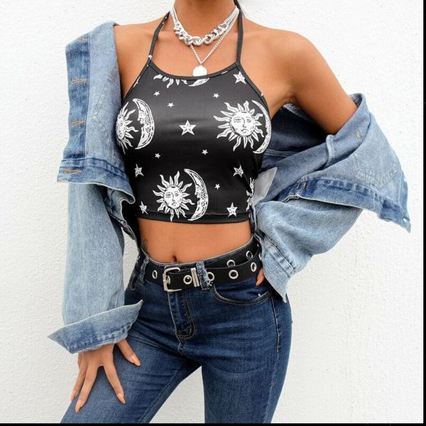womens halter straps moon sun print vest boho tank modern lady backless stretch bustier vest crop cami streetwear, White
womens halter straps moon sun print vest boho tank modern lady backless stretch bustier vest crop cami streetwear, White