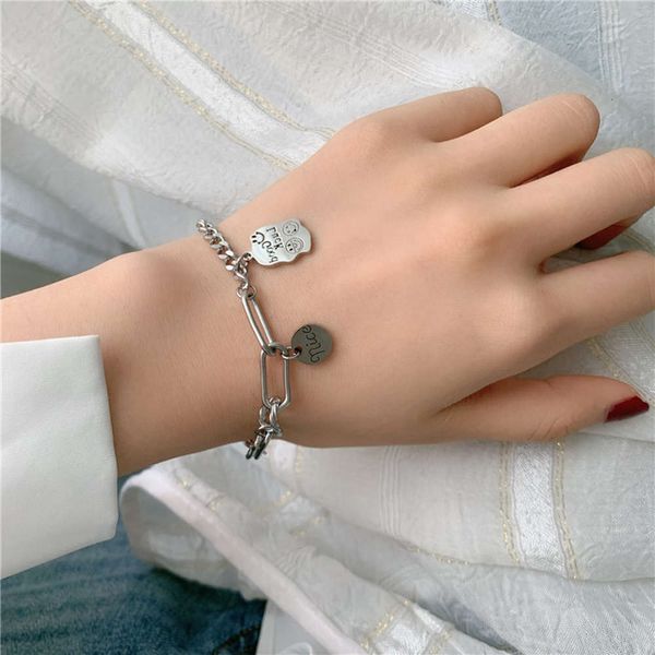 hbp fashion korean east gate never fade smiley face letter women's design splicing tank chain bracelet, Silver
hbp fashion korean east gate never fade smiley face letter women's design splicing tank chain bracelet, Silver