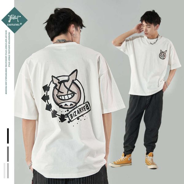 short sleeve t-shirt men's trendy hip hop street chinchilla print ins net red same couple loose size top, White;black
short sleeve t-shirt men's trendy hip hop street chinchilla print ins net red same couple loose size top, White;black