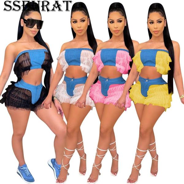 women's tracksuits sseurat mesh patchwork see though set strapless crop and ruffles shorts matching two piece outfits tracksuit, Gray
women's tracksuits sseurat mesh patchwork see though set strapless crop and ruffles shorts matching two piece outfits tracksuit, Gray