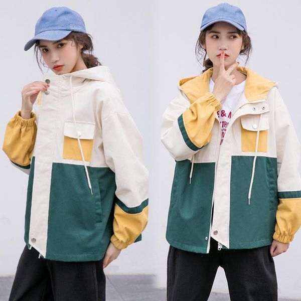 women's jackets contrast color hooded cargo woman jacket windbreaker autumn loose zipper bomber plus size basic coat ladies outerwear, Black;brown
women's jackets contrast color hooded cargo woman jacket windbreaker autumn loose zipper bomber plus size basic coat ladies outerwear, Black;brown