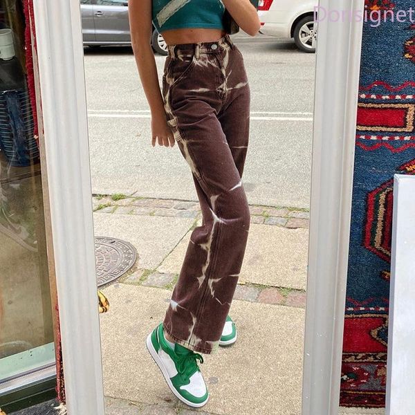 women's jeans donsinet pants street style personality tie-dye straight high waist casual woman button, Blue
women's jeans donsinet pants street style personality tie-dye straight high waist casual woman button, Blue