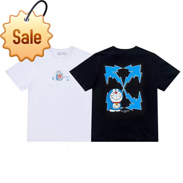 off style white doraemon arrstyle print short sleeve women's spring fashion couple t-shirt for men and women, White;black
off style white doraemon arrstyle print short sleeve women's spring fashion couple t-shirt for men and women, White;black
