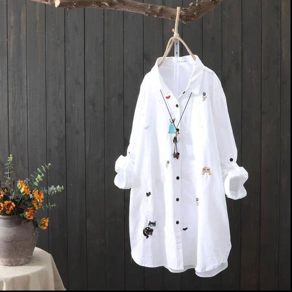 100% cotton spring autumn women white shirt plus size long sleeve loose casual long blouse womens animal embroidery shirts d200
100% cotton spring autumn women white shirt plus size long sleeve loose casual long blouse womens animal embroidery shirts d200